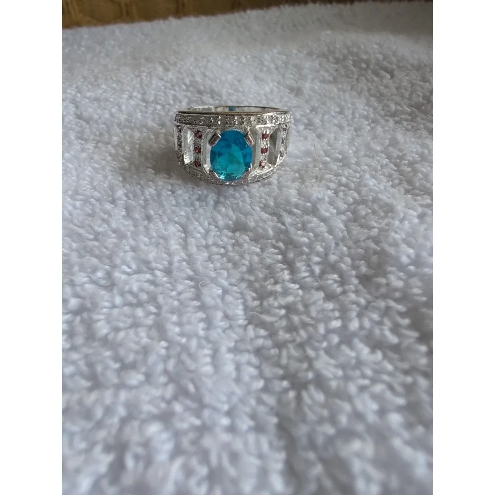 Men 925 Sterling Silver Ring Oval Cut Cubic Zirconia CZ Size 10